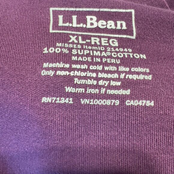 L.L.Bean Plum/Berry Purple 100% Cotton Turtleneck-T XL REG Warm Fall Layer Basic - Picture 6 of 9